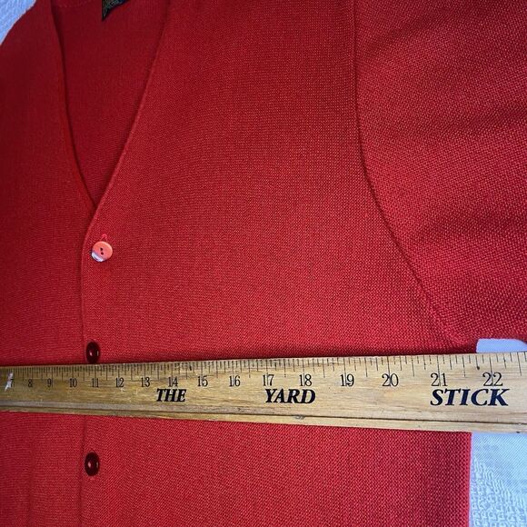 JCPenney V-Neck Cardigan Sweater 100% Acrylic Red Dad Grandpa Vintage Men's Sz L - Picture 4 of 7